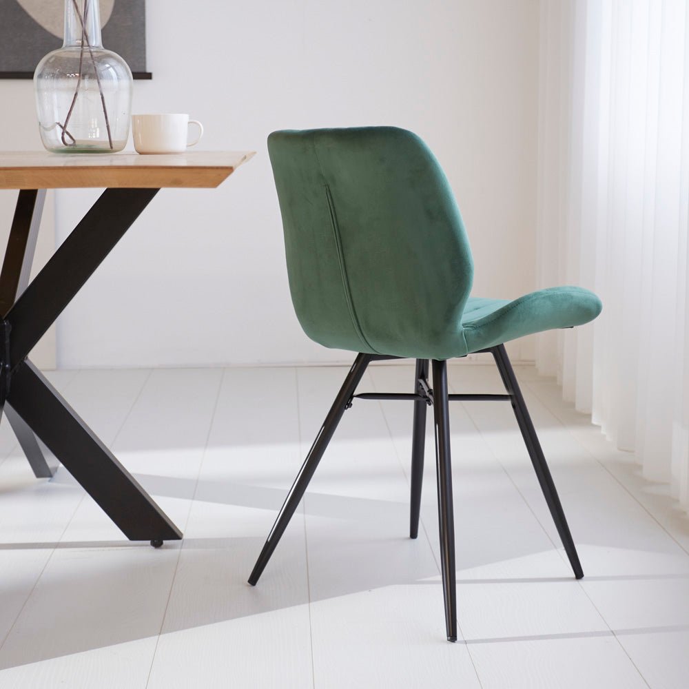 Eetkamerstoelen - Beau Eetkamerstoel Groen Velvet Stof - Zonder Armleuningen - Dimehouse