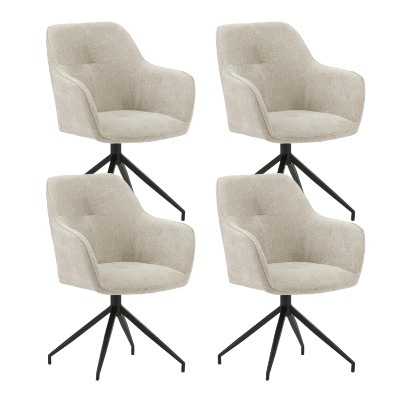 Eetkamerstoelen - Set van 4 Draaibare Eetkamerstoelen Camiel Lichtgrijs Chenille - Dimehouse