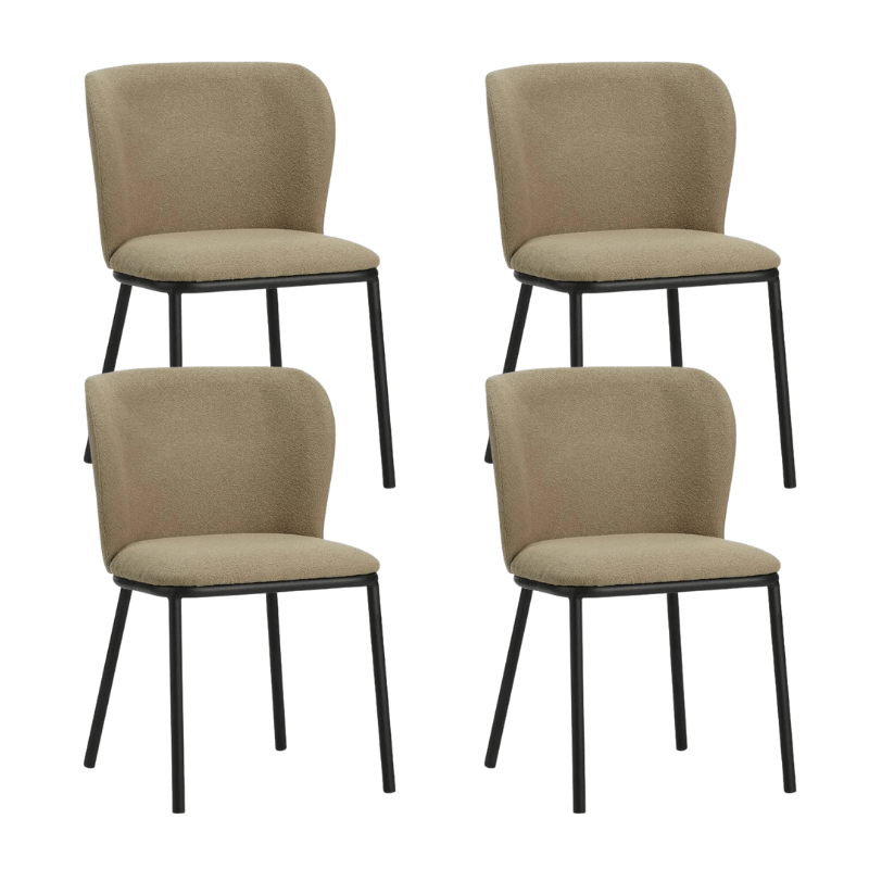 Sæt med 4 Spisestuestole Tess Taupe Bouclé Stof - Uden Armlæn