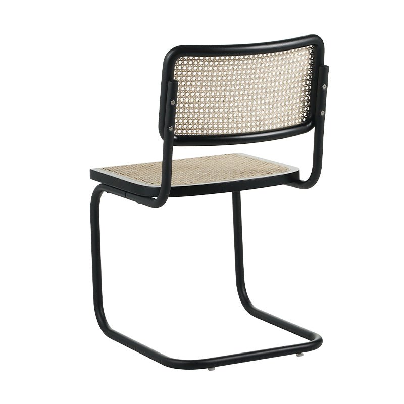 Buisframe eetkamerstoel Vester zwart metaal met bamboe webbing - Zonder Armleuningen