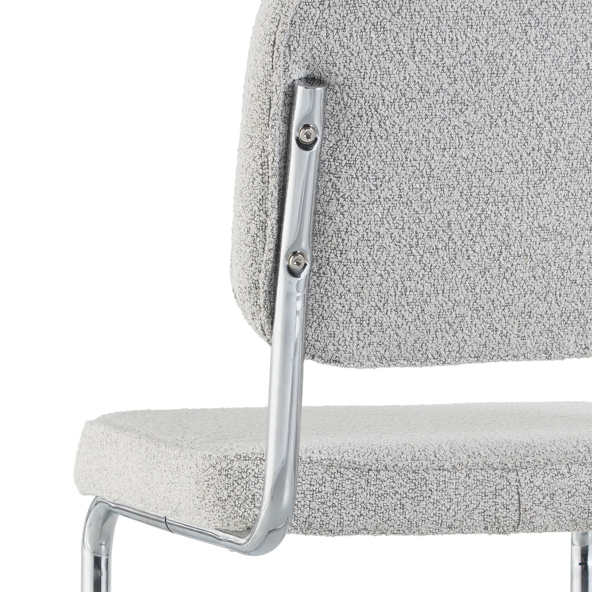 Moderne Spisestol Grøn Bouclé Stof Sway - Krom Ramme - Uden Armlæn