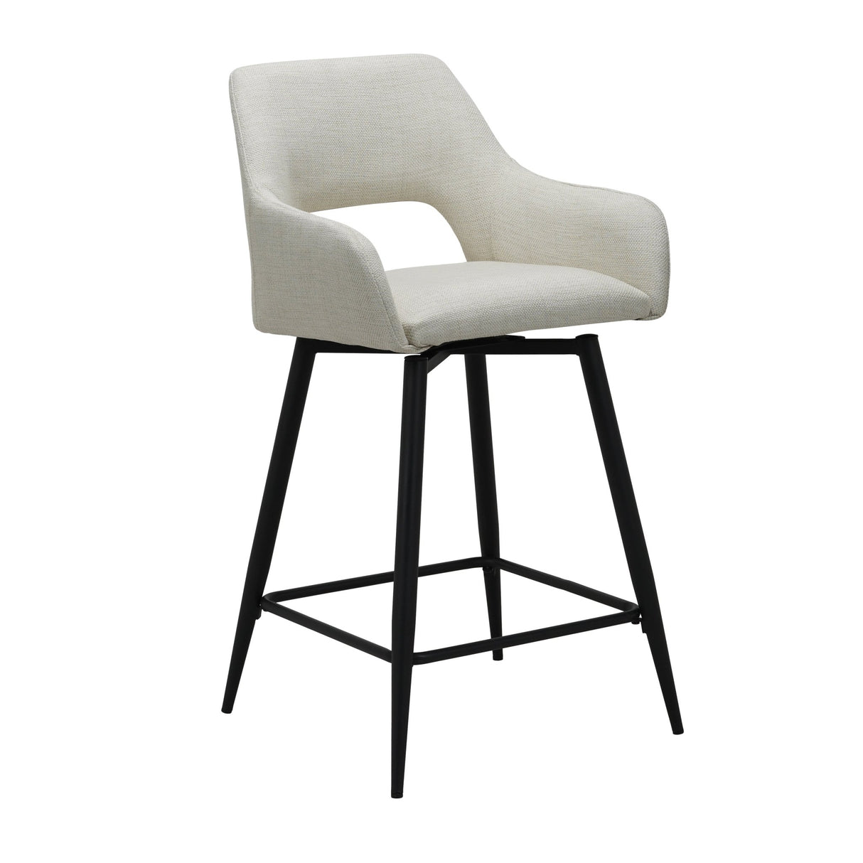 Barkrukken - Draaibare Barkruk Beige Stof Skye - Zithoogte 67 cm - Met Armleuningen - Dimehouse