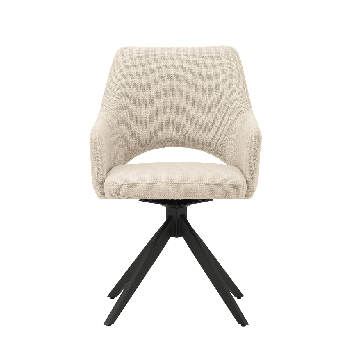 Moderne Drejelig Spisestuestol Beige Stof Sid - Med Armlæn