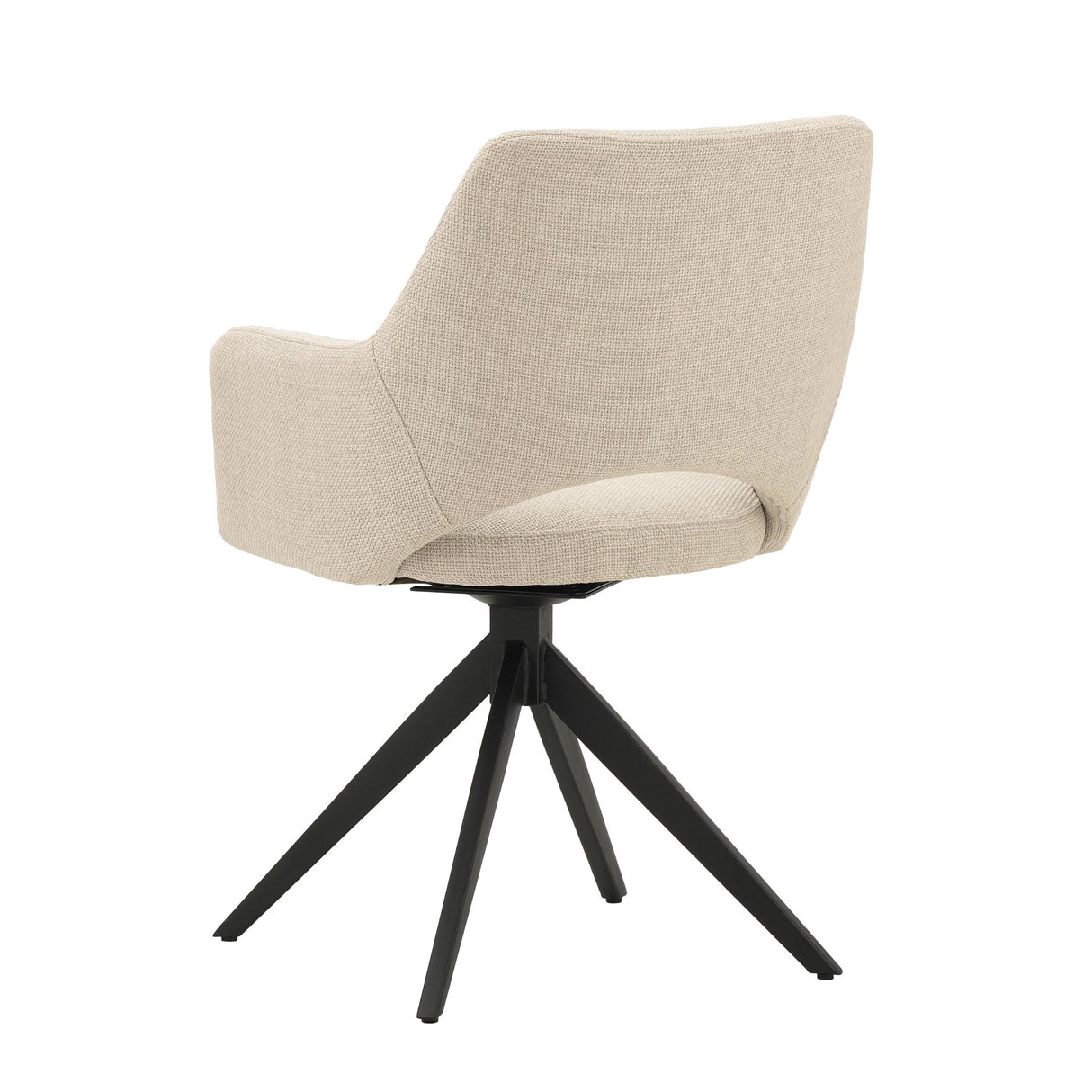 Moderne Drejelig Spisestuestol Beige Stof Sid - Med Armlæn