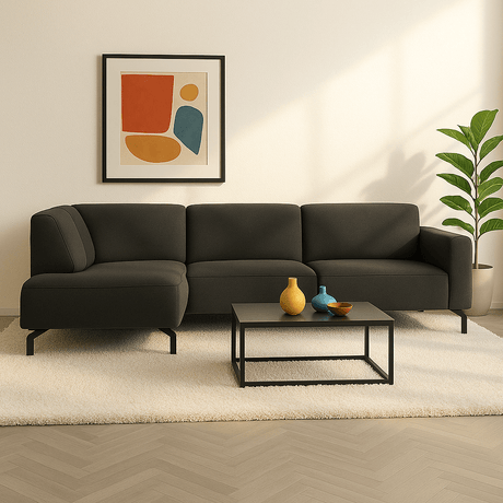 Industrielt hjørne sofa stof anthracite verona forlod