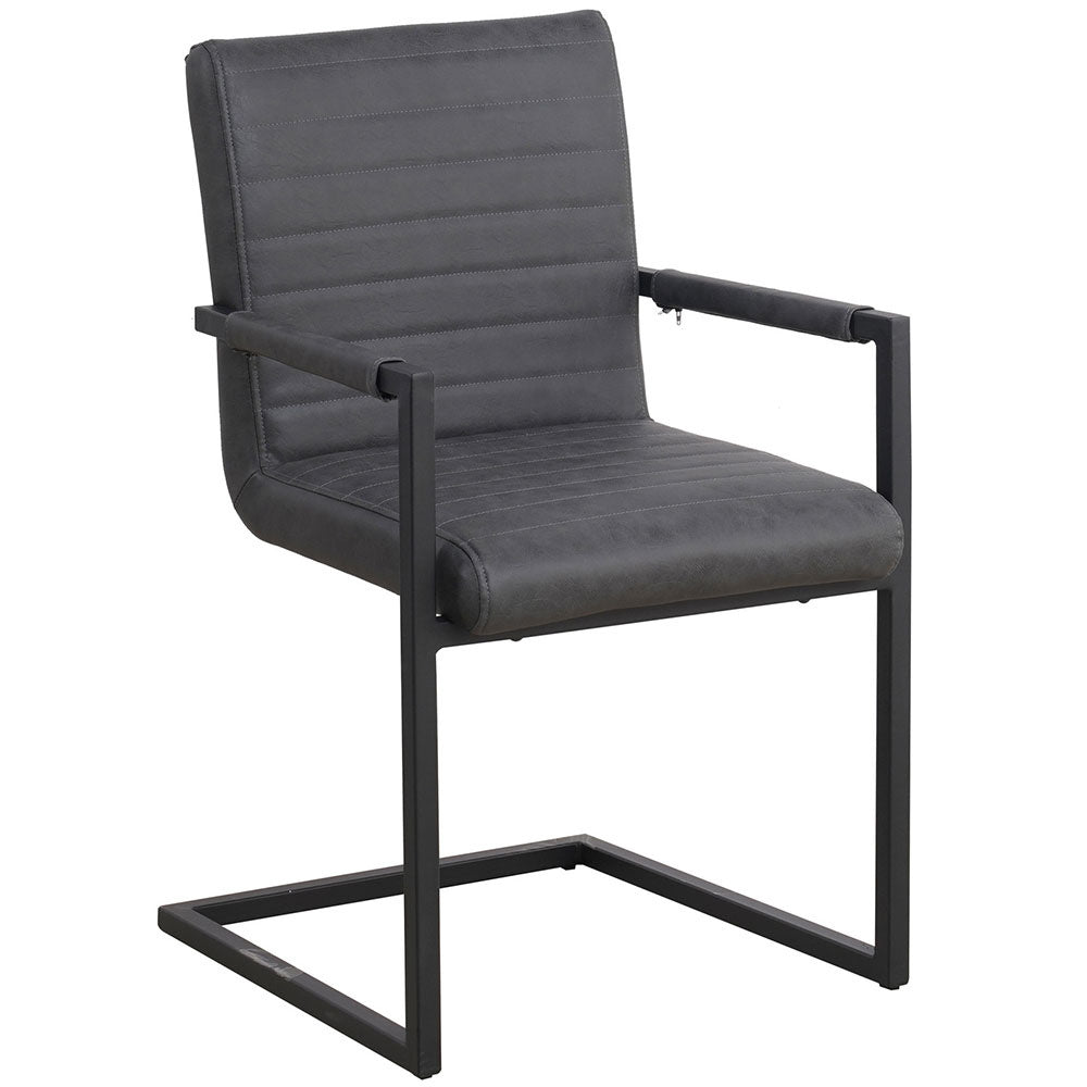 Spisestuestol Kuba Dimehouse Antracit LxBxH 71x59x58 Kunstlæder Hvid foto diagonalt set forfra