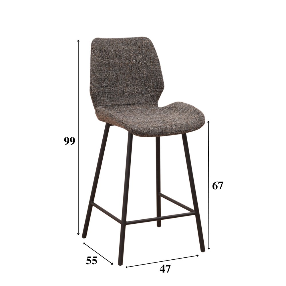 Barstol Beau chenille Dimehouse Mørkegrå LxBxH 82x54x52 Stof Hvid fotostørrelsesindikation
