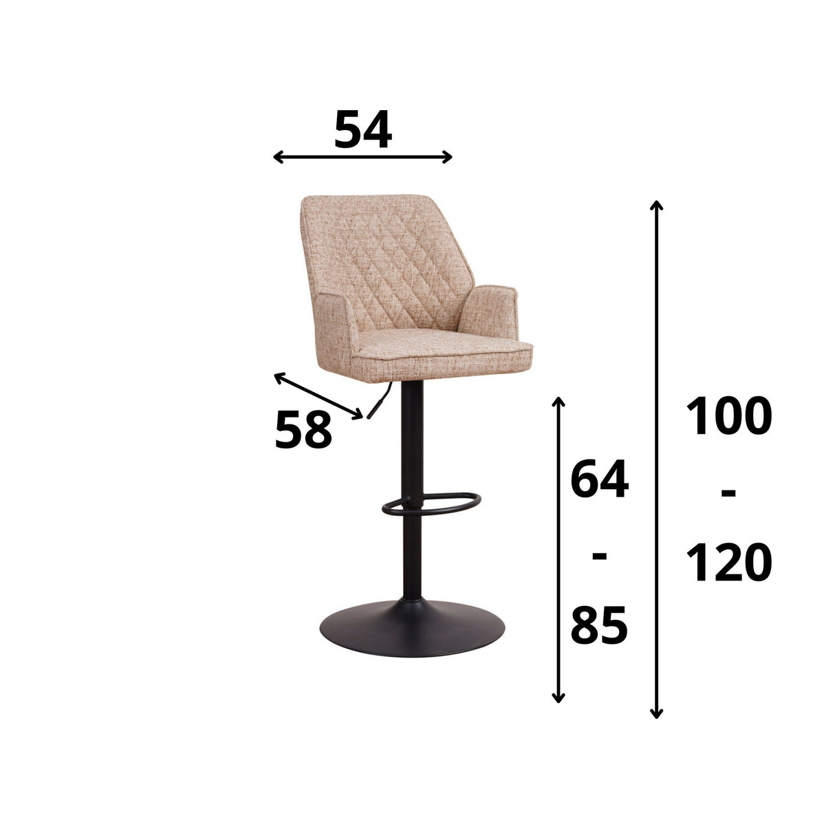 Barstol Novan chenille Dimehouse Hvid LxBxH 75x58x54 Stof Hvid fotostørrelsesindikation