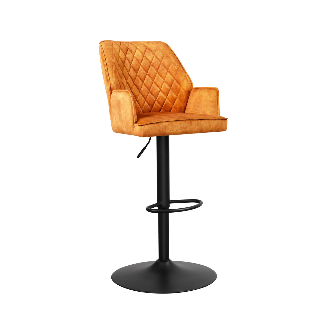 Barstol Novan fløjl Dimehouse Cognac LxBxH 75x58x54 Stof Hvid foto diagonalt set forfra