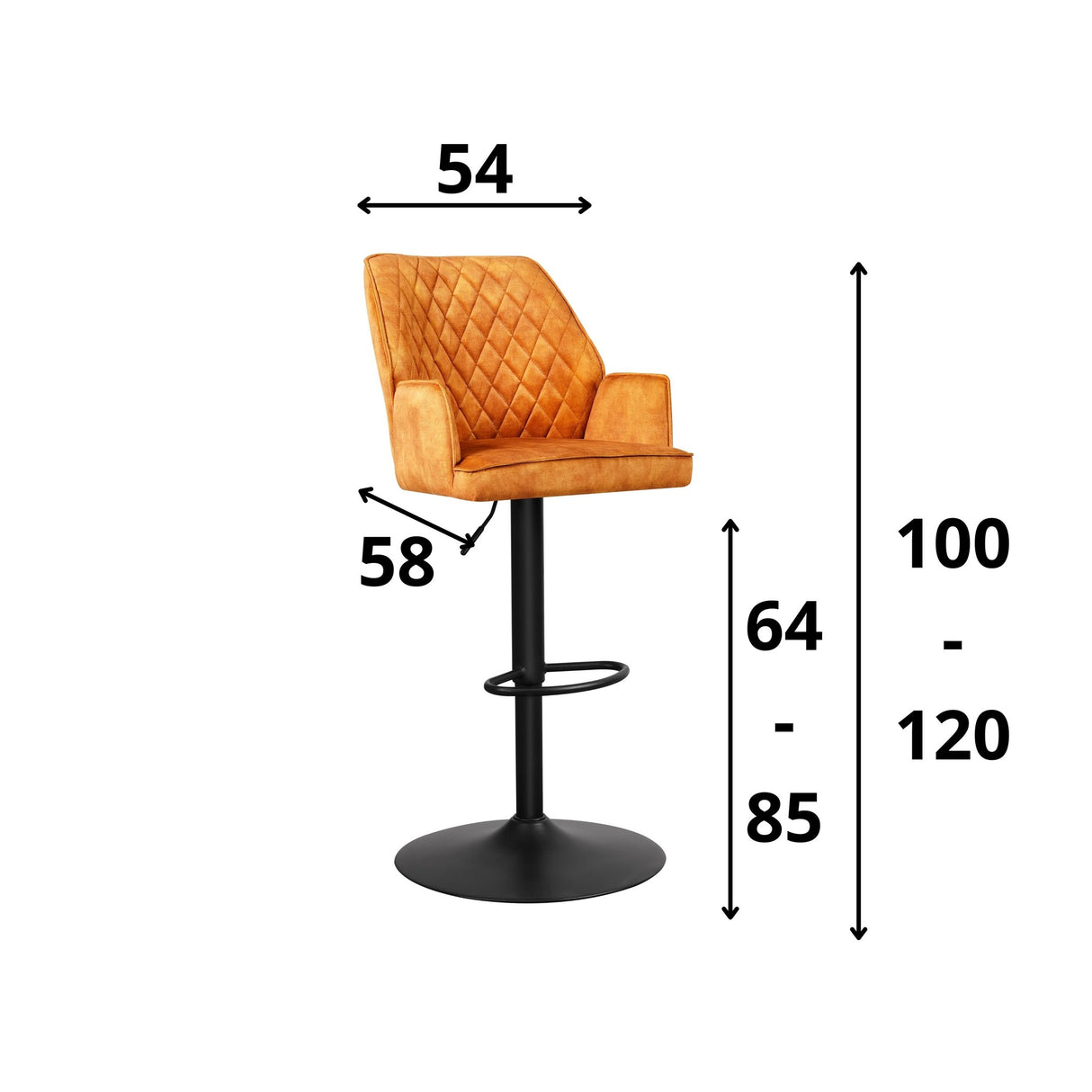 Barstol Novan fløjl Dimehouse Cognac LxBxH 75x58x54 Stof Hvid fotostørrelsesindikation