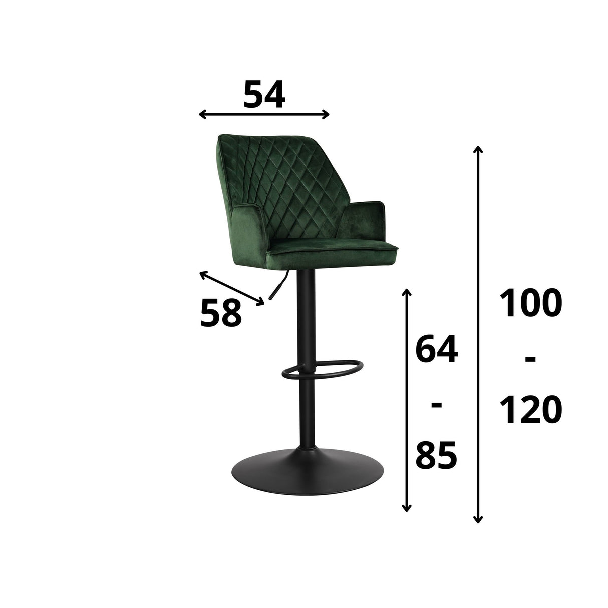 Barstol Novan fløjl Dimehouse Grøn LxBxH 75x58x54 Stof Hvid fotostørrelsesindikation