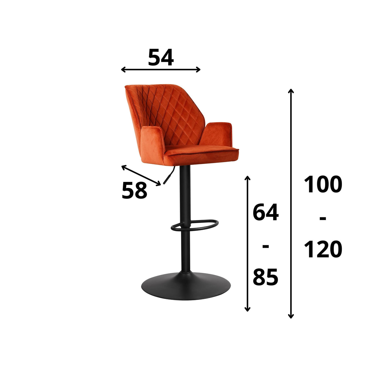 Barstol Novan fløjl Dimehouse Kobber LxBxH 75x58x54 Stof Hvid fotostørrelsesindikation