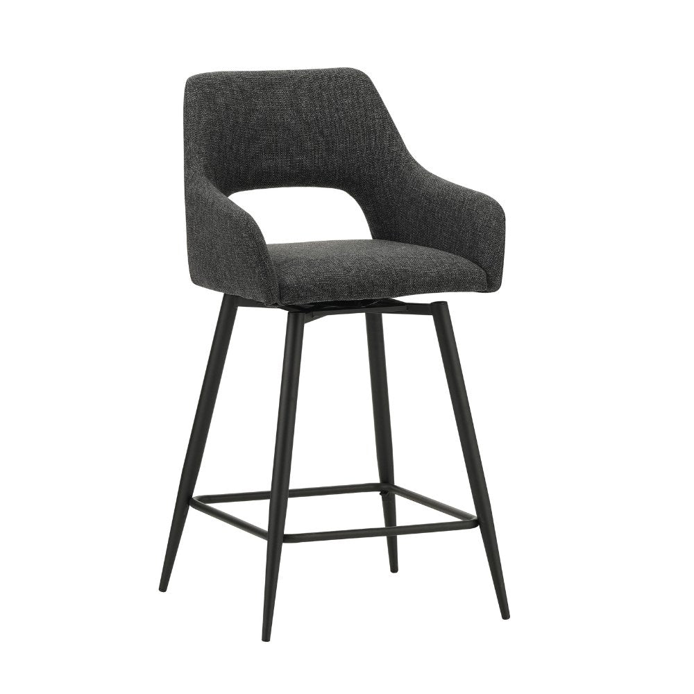 Barstol Skye Dimehouse Sort LxBxH 81x63x54 Stof Hvid foto diagonalt set forfra