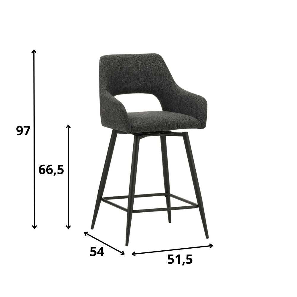 Barstol Skye Dimehouse Sort LxBxH 81x63x54 Stof Hvid fotostørrelsesindikation