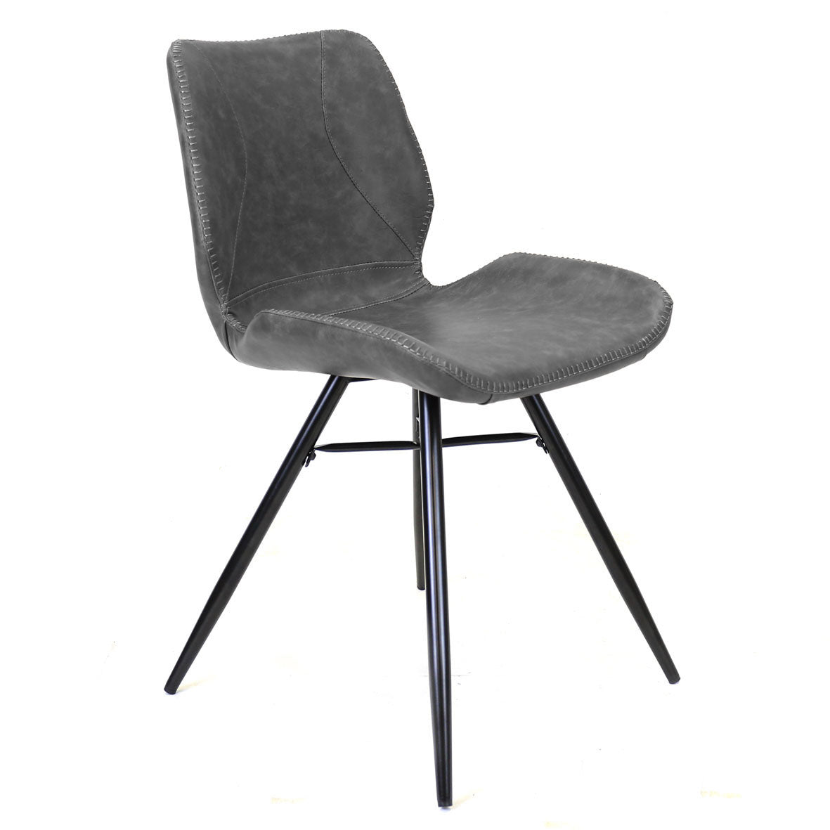 Spisestuestol Beau kunstlæder Dimehouse Antracit LxBxH 72x68x50 Kunstlæder Hvid foto diagonal set forfra