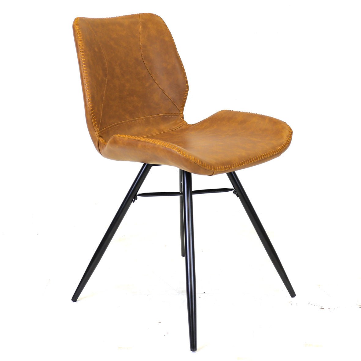 Spisestuestol Beau kunstlæder Dimehouse Cognac LxBxH 72x68x50 Kunstlæder Hvid foto diagonalt set forfra