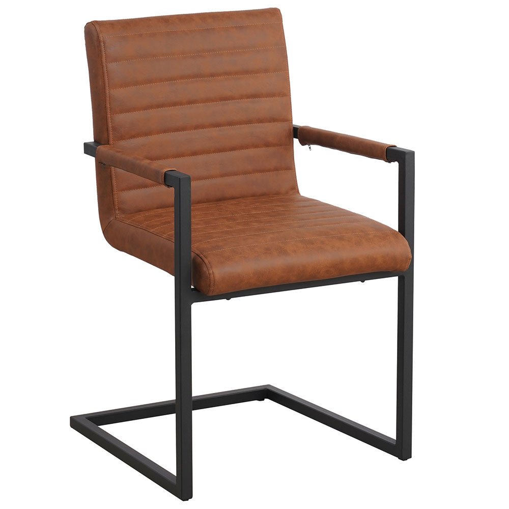 Spisestuestol Kuba Dimehouse Cognac LxBxH 71x59x58 Kunstlæder Hvid foto diagonalt set forfra