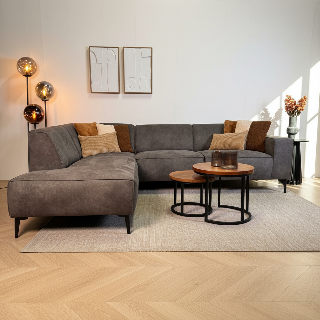 Industriel hjørnesofa antracit eco-læder Brisbane - venstre