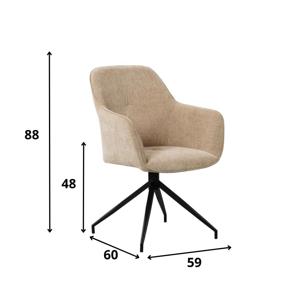 Spisestuestol Camiel Dimehouse Beige LxBxH 62x61x54 Stof Hvid fotostørrelsesindikation