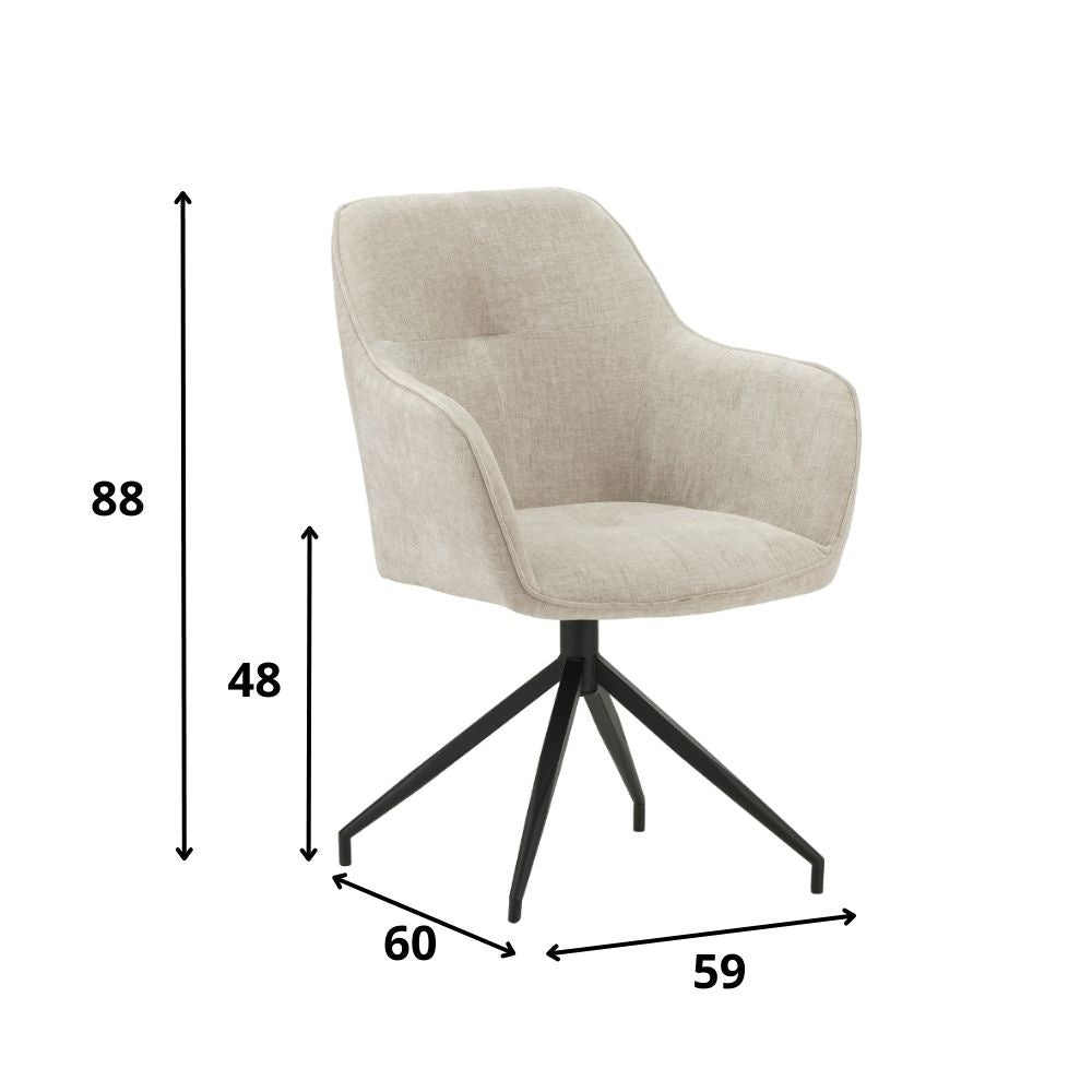 Spisestuestol Camiel Dimehouse Grå LxBxH 62x61x54 Stof Hvid fotostørrelsesindikation