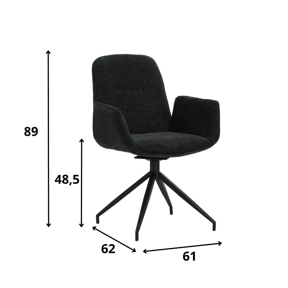 Nela spisestuestol Dimehouse Sort LxBxH 64x64x52 Stof Hvid fotostørrelsesindikation