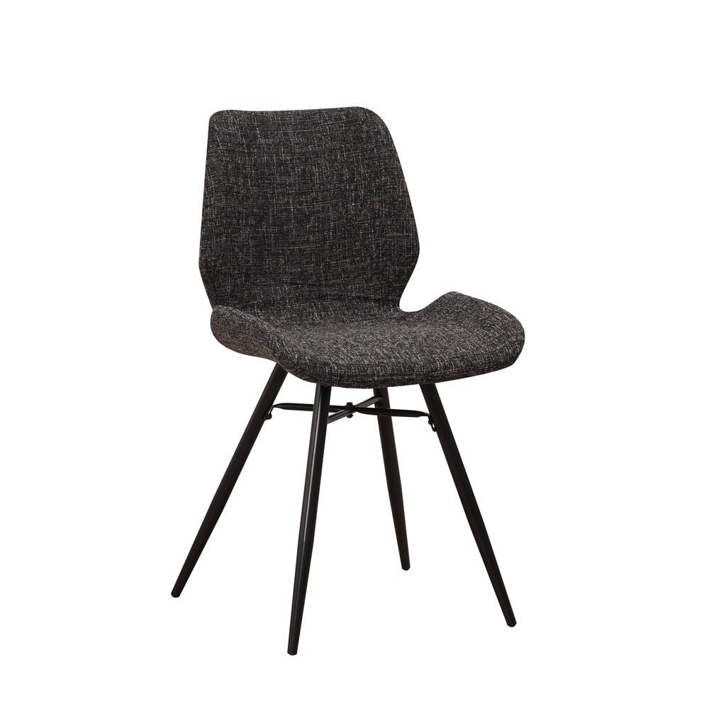 Spisestuestol Beau chenille Dimehouse Antracit LxBxH 72x68x50 Stof Hvid foto diagonalt set forfra