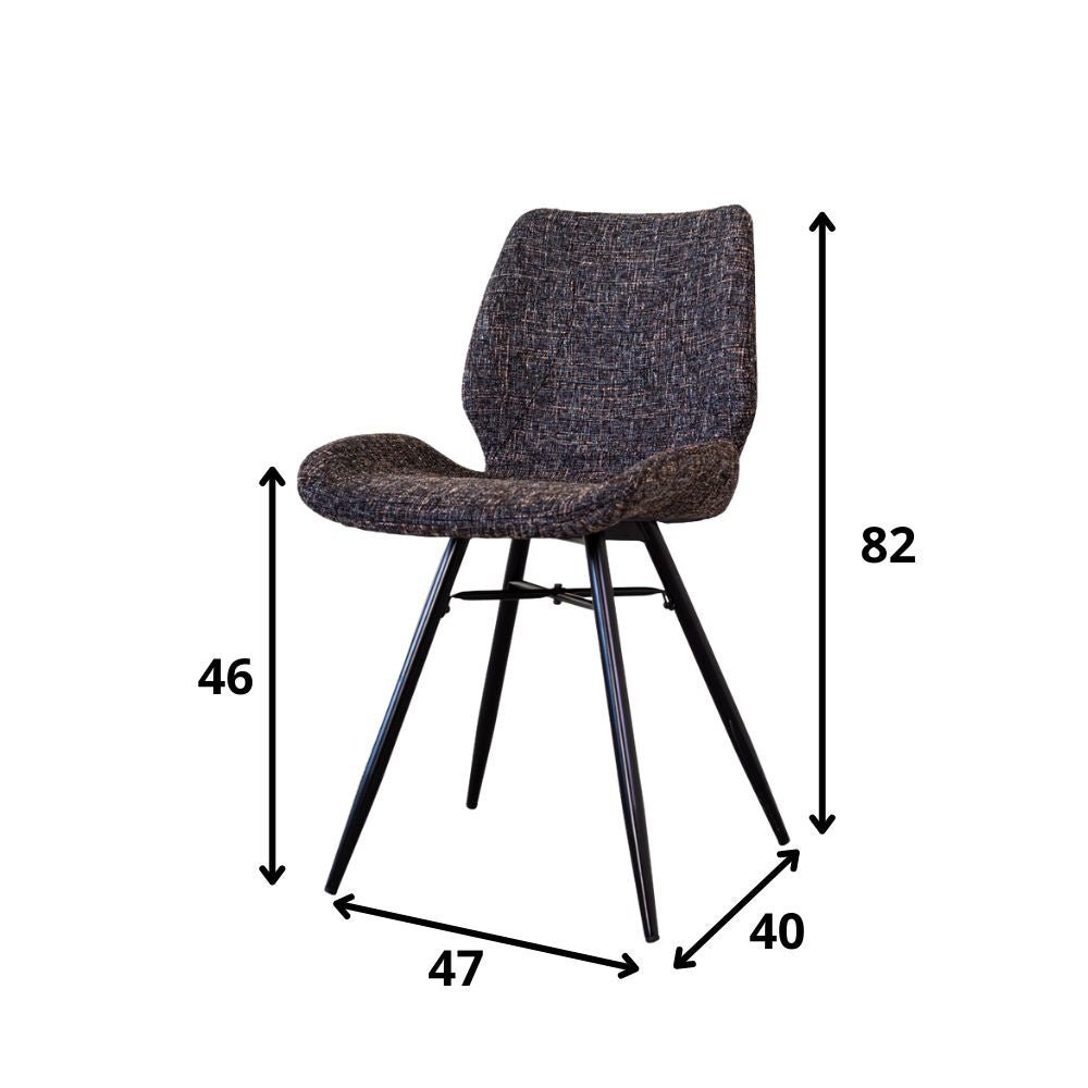 Spisestuestol Beau chenille Dimehouse Antracit LxBxH 72x68x50 Stof Hvid fotostørrelsesindikation