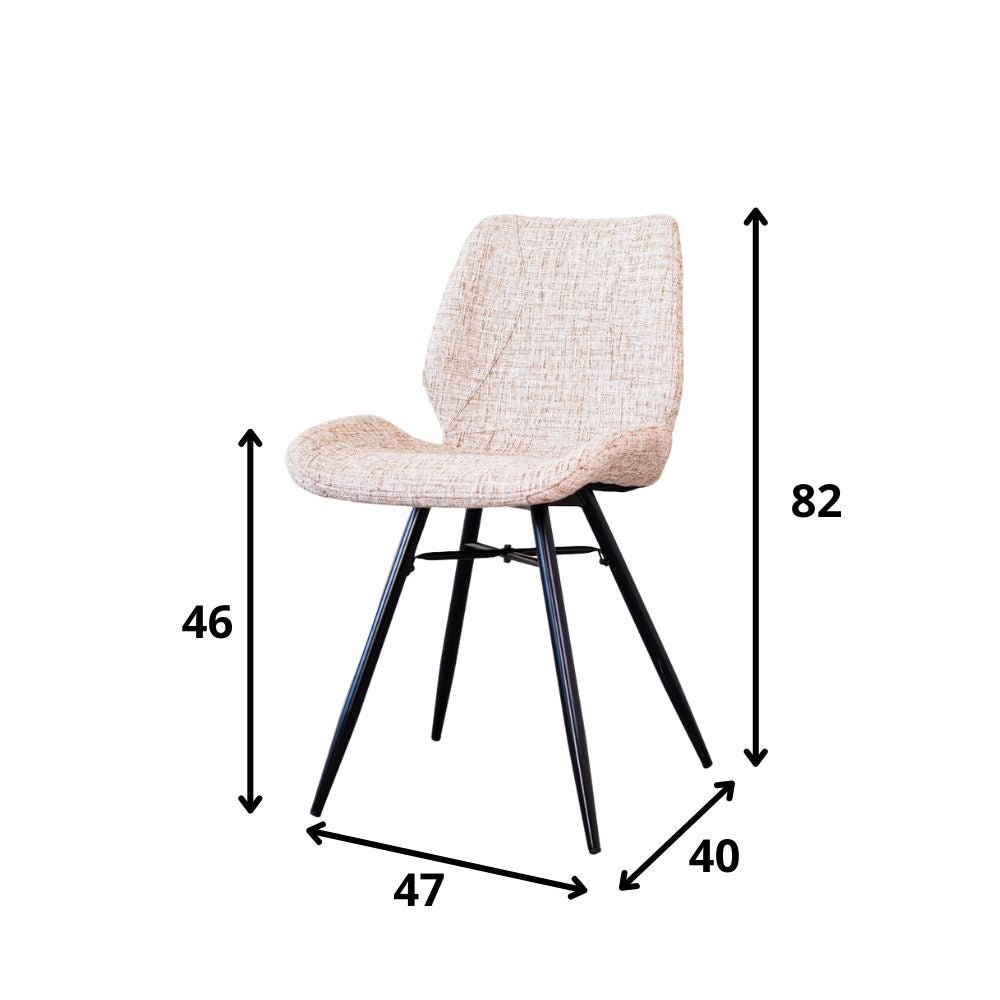 Spisestuestol Beau chenille Dimehouse Hvid LxBxH 72x68x50 Stof Hvid fotostørrelsesindikation