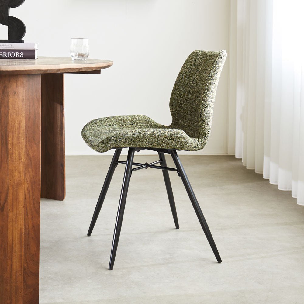 Spisestuestol Beau chenille Dimehouse Grøn LxBxH 72x68x50 Stof Atmosfærisk foto fra siden