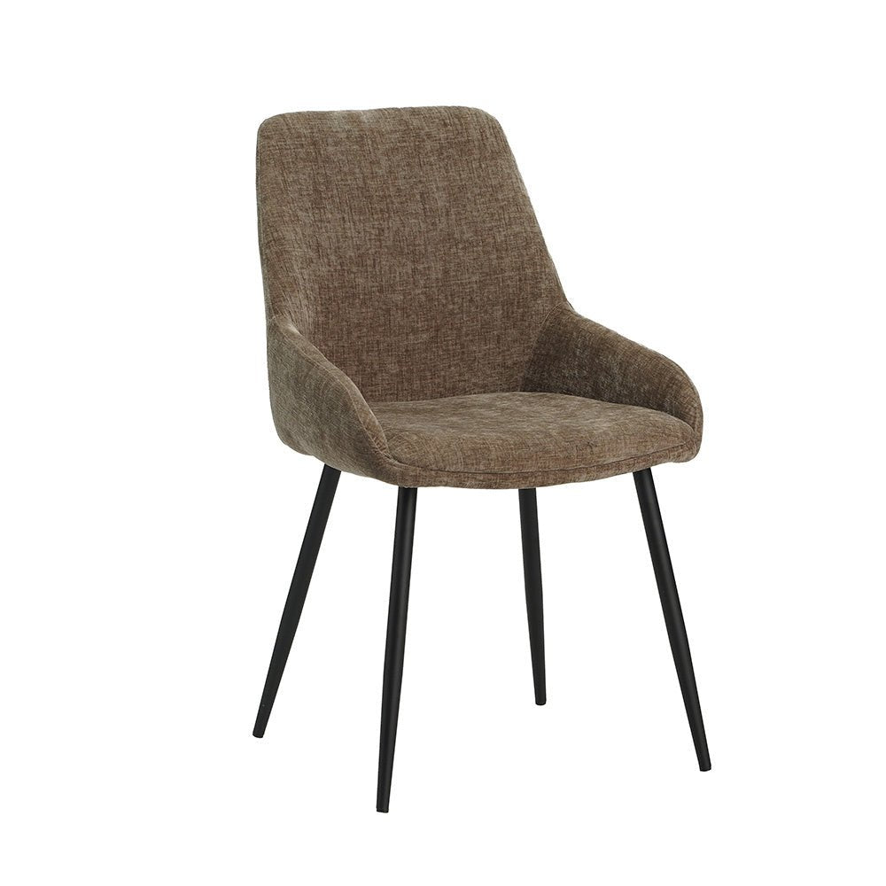 Spisestuestol Elle Dimehouse Taupe LxBxH 64x61x56 Stof Hvid foto diagonalt set forfra