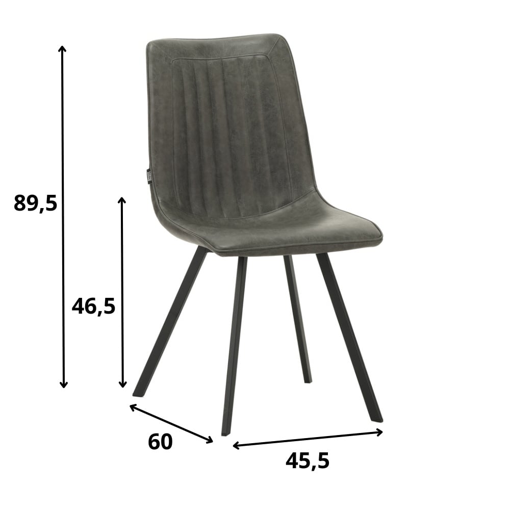 Spisestuestol Jimmy imiteret læder Dimehouse Antracit LxBxH 75x57x51 Kunstlæder Hvid fotostørrelsesindikation
