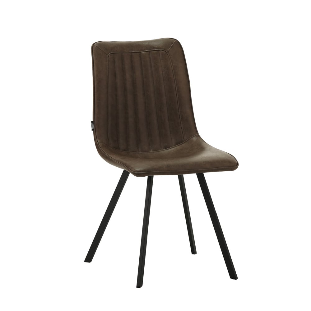 Spisestuestol Jimmy imiteret læder Dimehouse Taupe LxBxH 75x57x51 Kunstlæder Hvid foto diagonalt set forfra