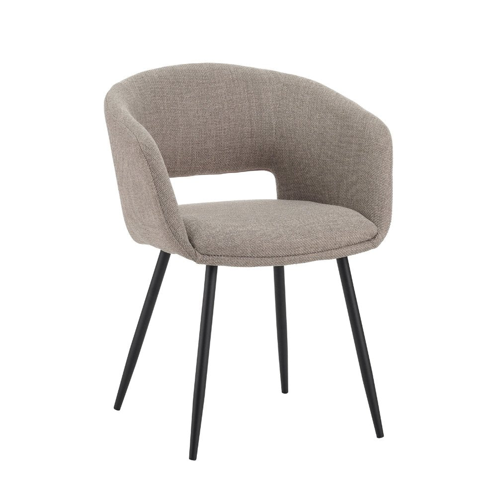 Spisestuestol Don Dimehouse Taupe LxBxH 60x56x56 Stof Hvid foto diagonalt set forfra