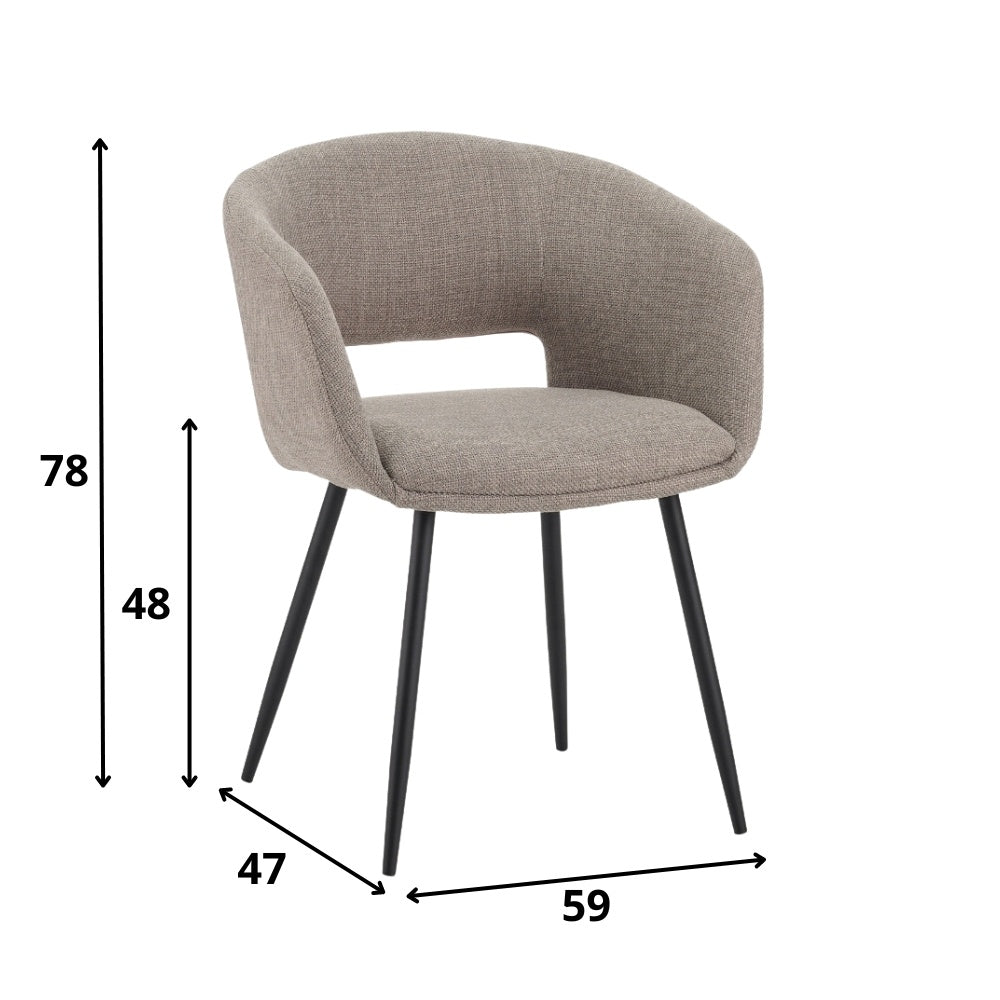 Spisestuestol Don Dimehouse Taupe LxBxH 60x56x56 Stof Hvid fotostørrelsesindikation