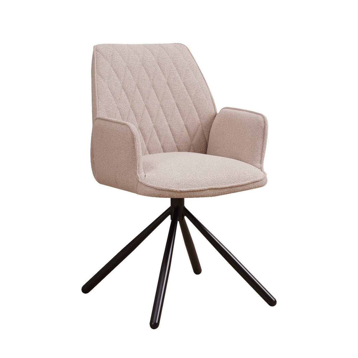 Spisestuestol Novan bouclé Dimehouse Beige LxBxH 67x59x57 Stof Hvid foto diagonalt set forfra
