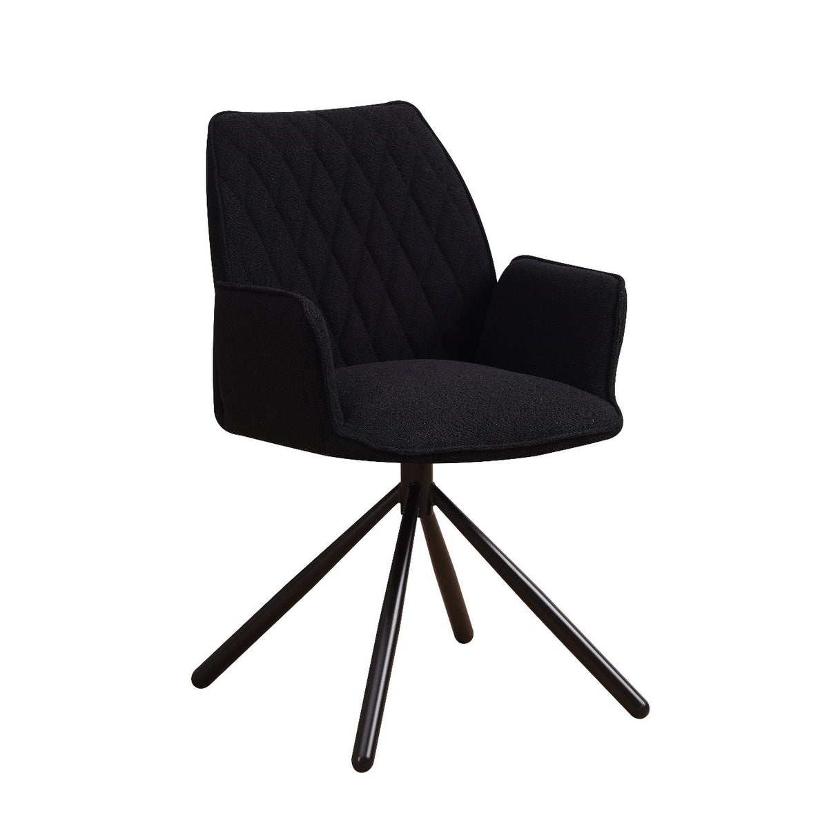 Spisestuestol Novan bouclé Dimehouse Sort LxBxH 67x59x57 Stof Hvid foto diagonalt set forfra