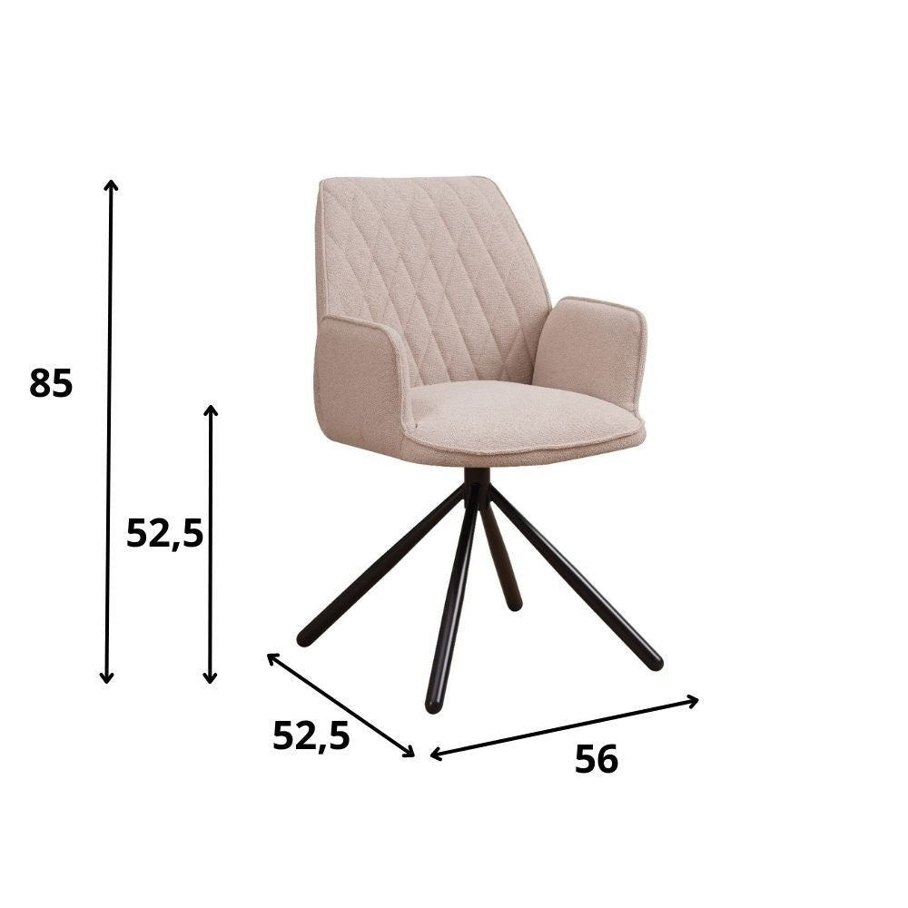 Spisestuestol Novan bouclé Dimehouse Beige LxBxH 67x59x57 Stof Hvid fotostørrelsesindikation