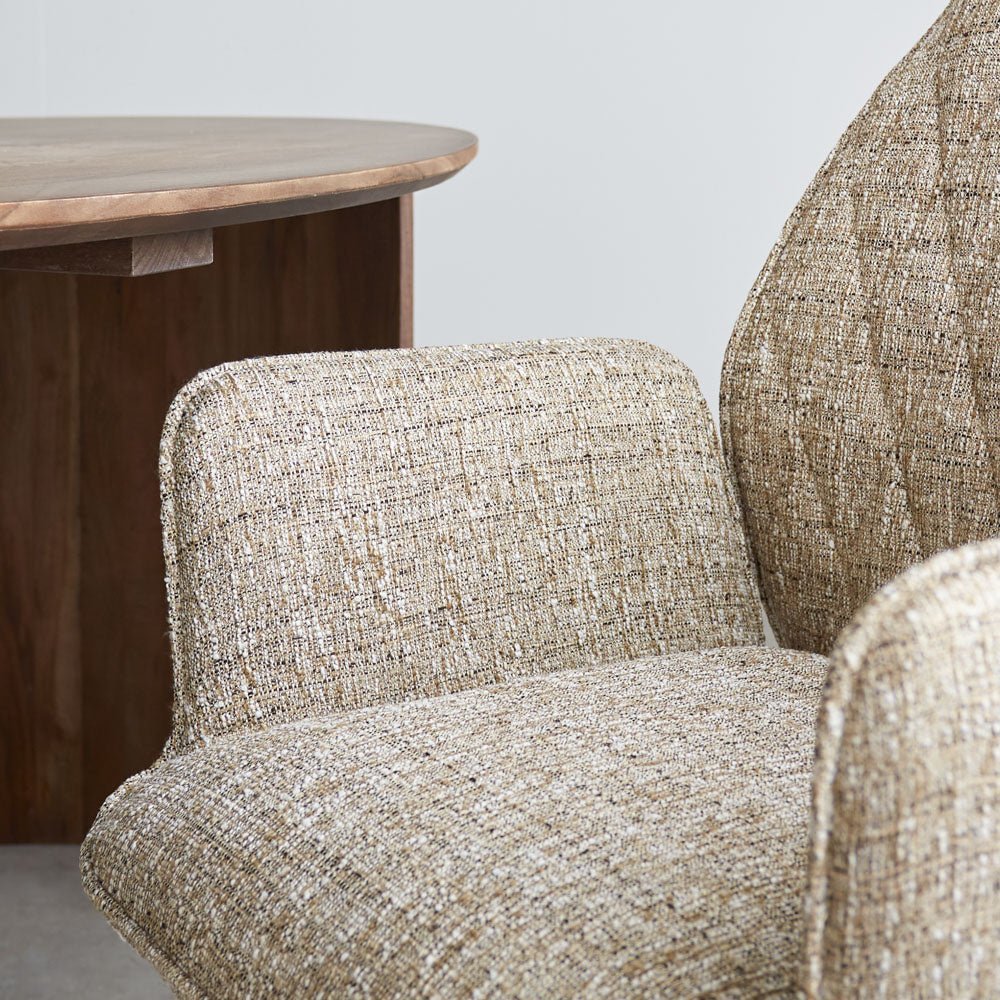 Spisestuestol Novan chenille Dimehouse Beige LxBxH 71x64x56 Stof Detaljefoto af stof