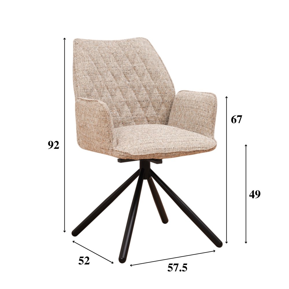 Spisestuestol Novan chenille Dimehouse Beige LxBxH 71x64x56 Stof Hvid fotostørrelsesindikation