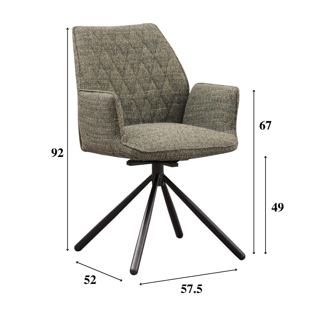 Spisestuestol Novan chenille Dimehouse Grøn LxBxH 71x64x56 Stof Hvid fotostørrelsesindikation