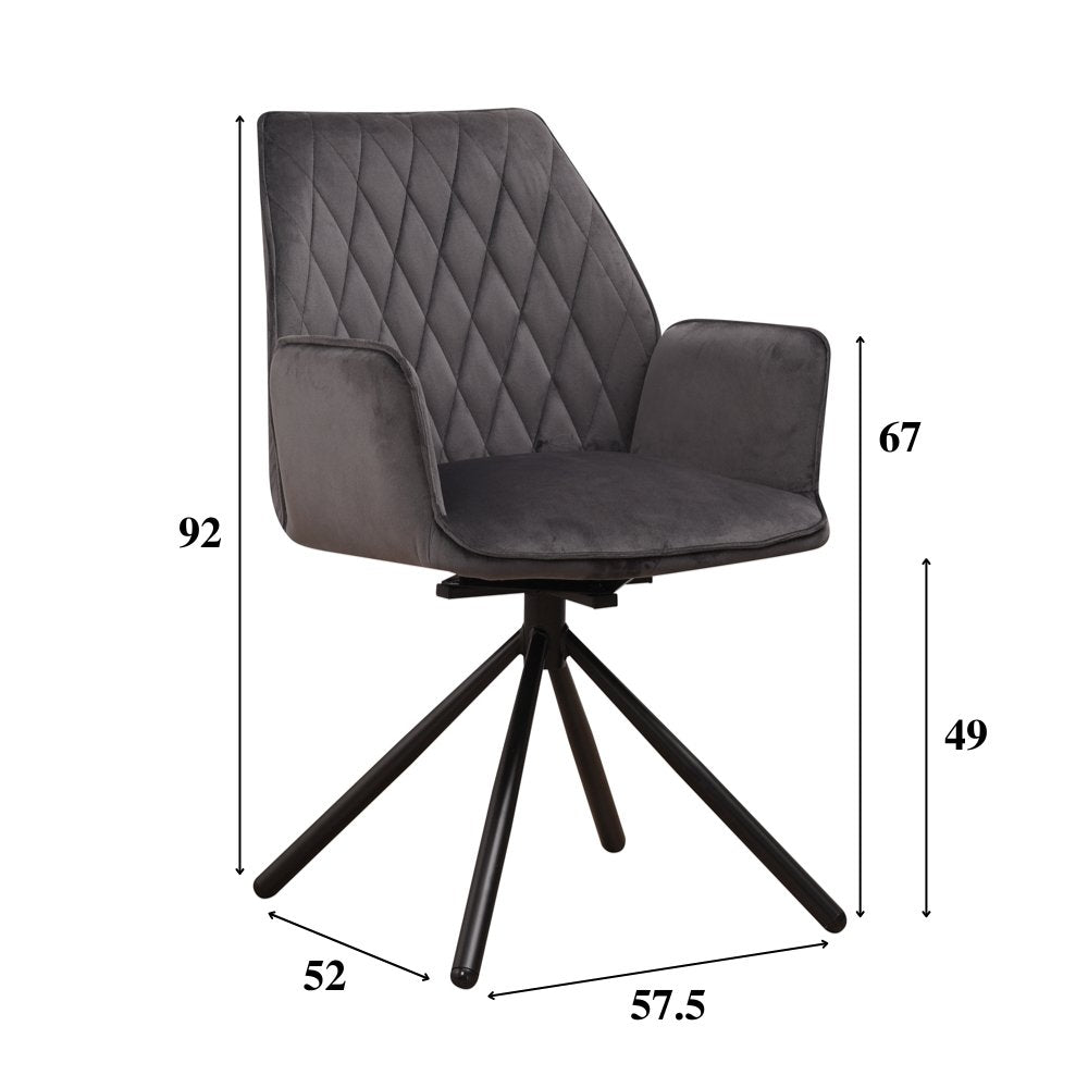 Spisestuestol Novan fløjl Dimehouse Antracit LxBxH 71x64x56 Stof Hvid fotostørrelsesindikation