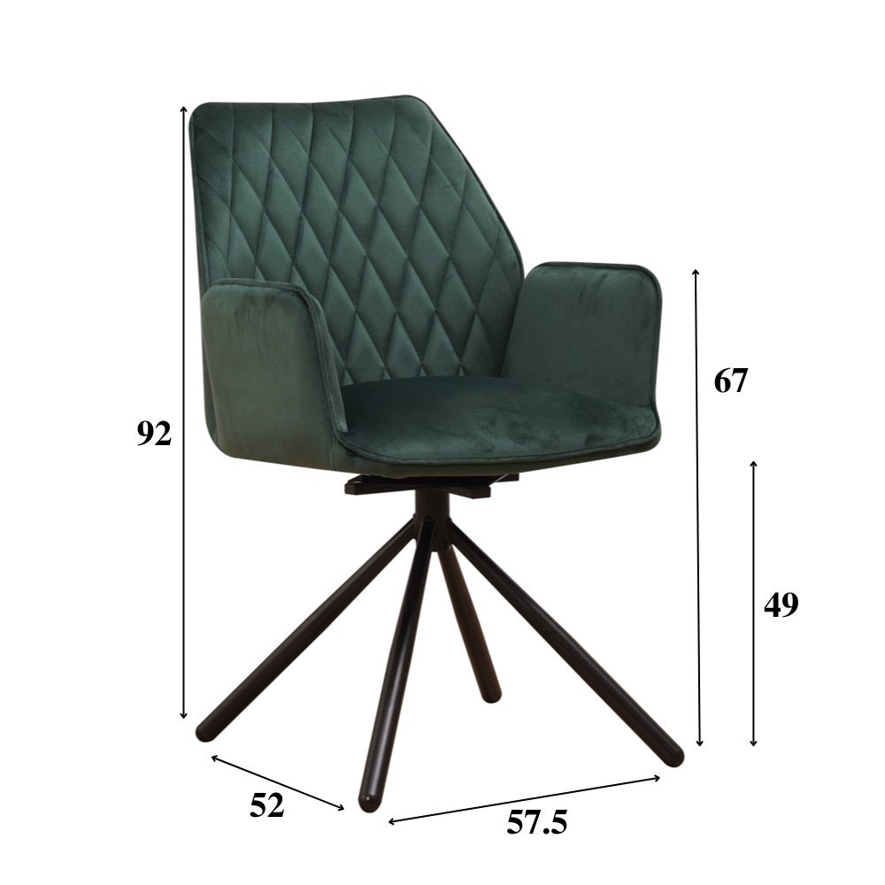 Spisestuestol Novan fløjl Dimehouse Grøn LxBxH 71x64x56 Stof Hvid fotostørrelsesindikation