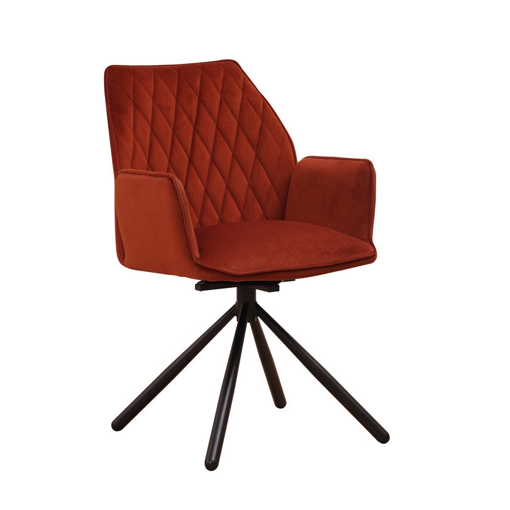 Spisestuestol Novan fløjl Dimehouse Kobber LxBxH 71x64x56 Stof Hvid foto diagonalt set forfra