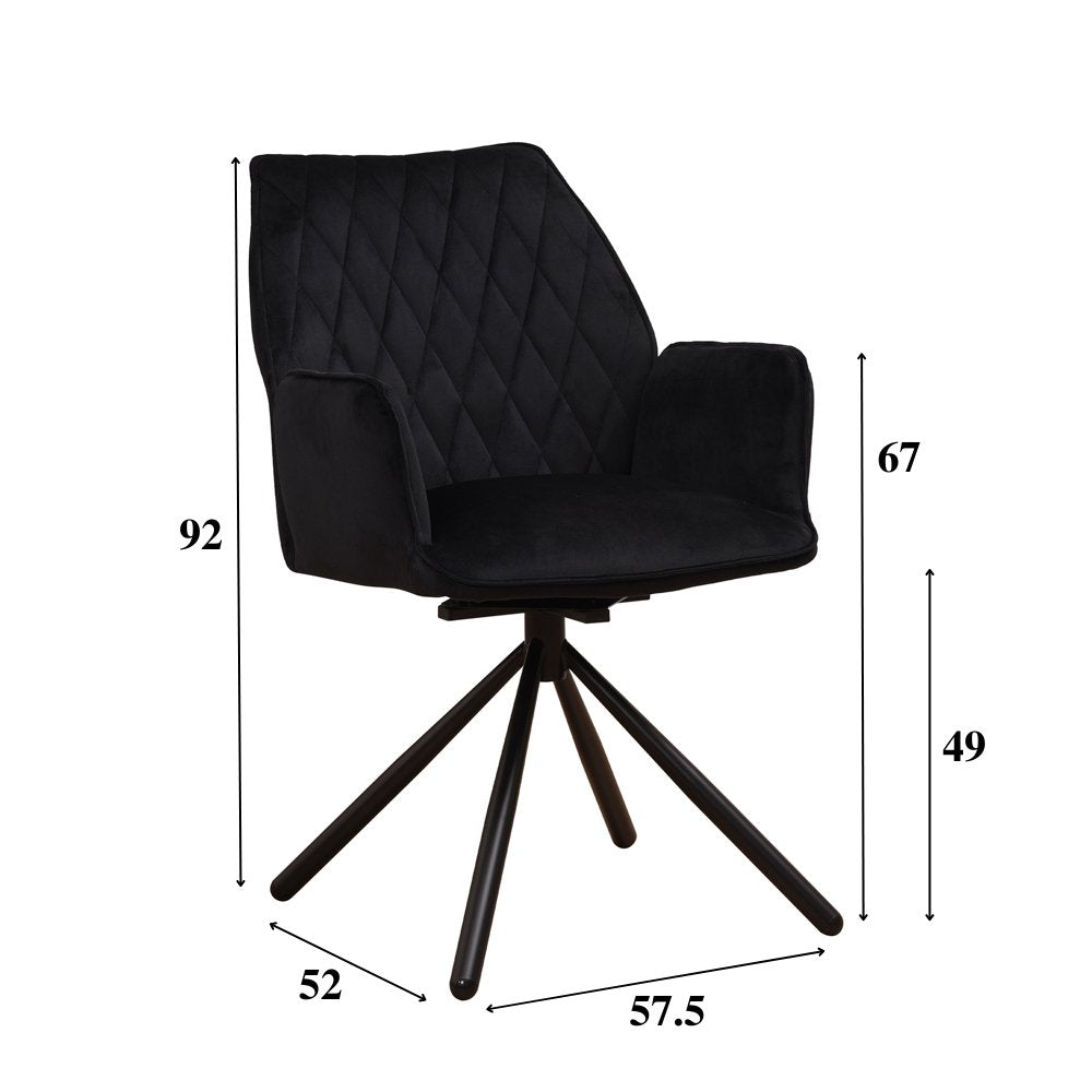 Spisestuestol Novan fløjl Dimehouse Sort LxBxH 71x64x56 Stof Hvid fotostørrelsesindikation