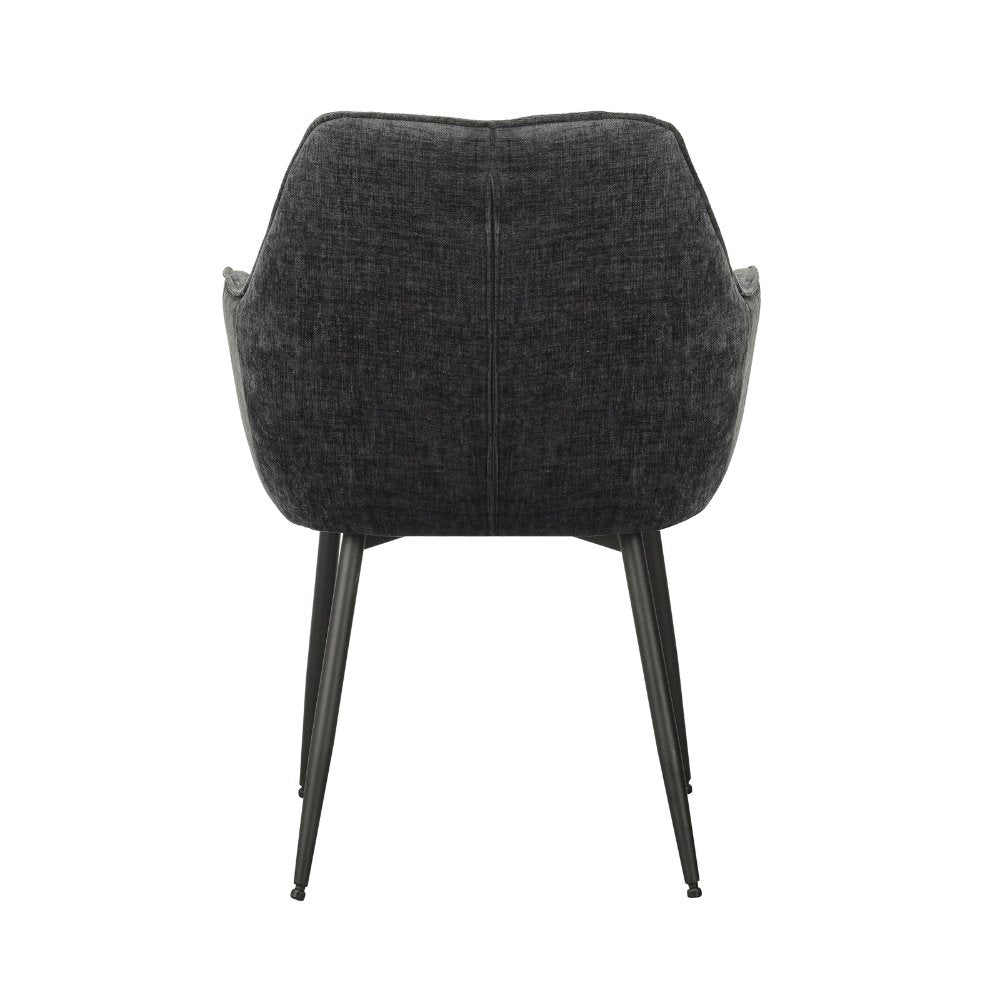 Spisestuestol Sev Dimehouse Sort LxBxH 68x62x61 Stof Hvid foto diagonalt set bagfra