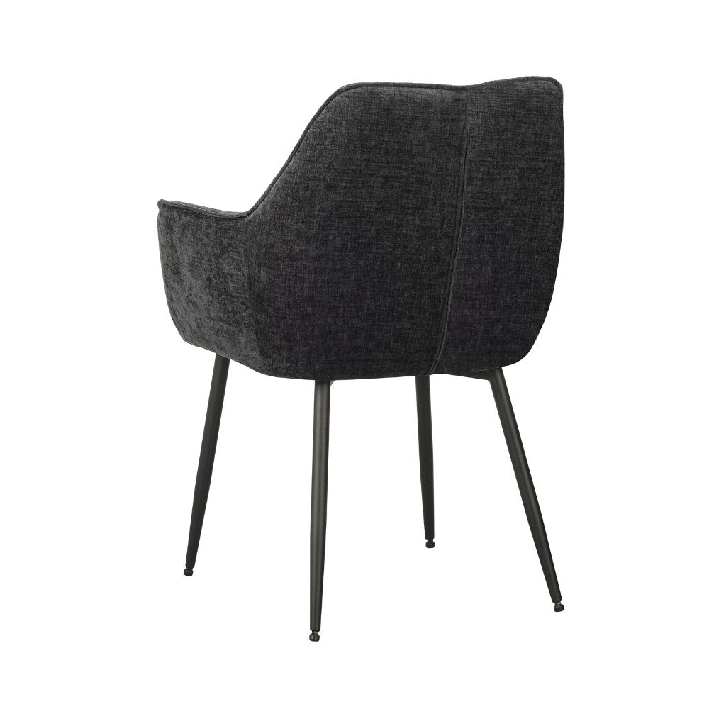 Spisestuestol Sev Dimehouse Sort LxBxH 68x62x61 Stof Hvid foto diagonalt set bagfra
