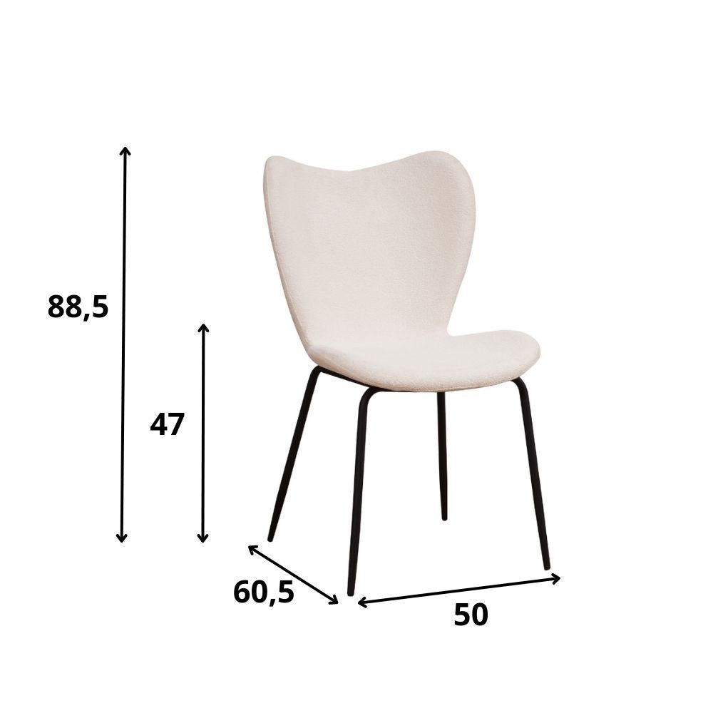 Spisestuestol Sia Dimehouse Hvid LxBxH 72x55x51 Stof Hvid fotostørrelsesindikation