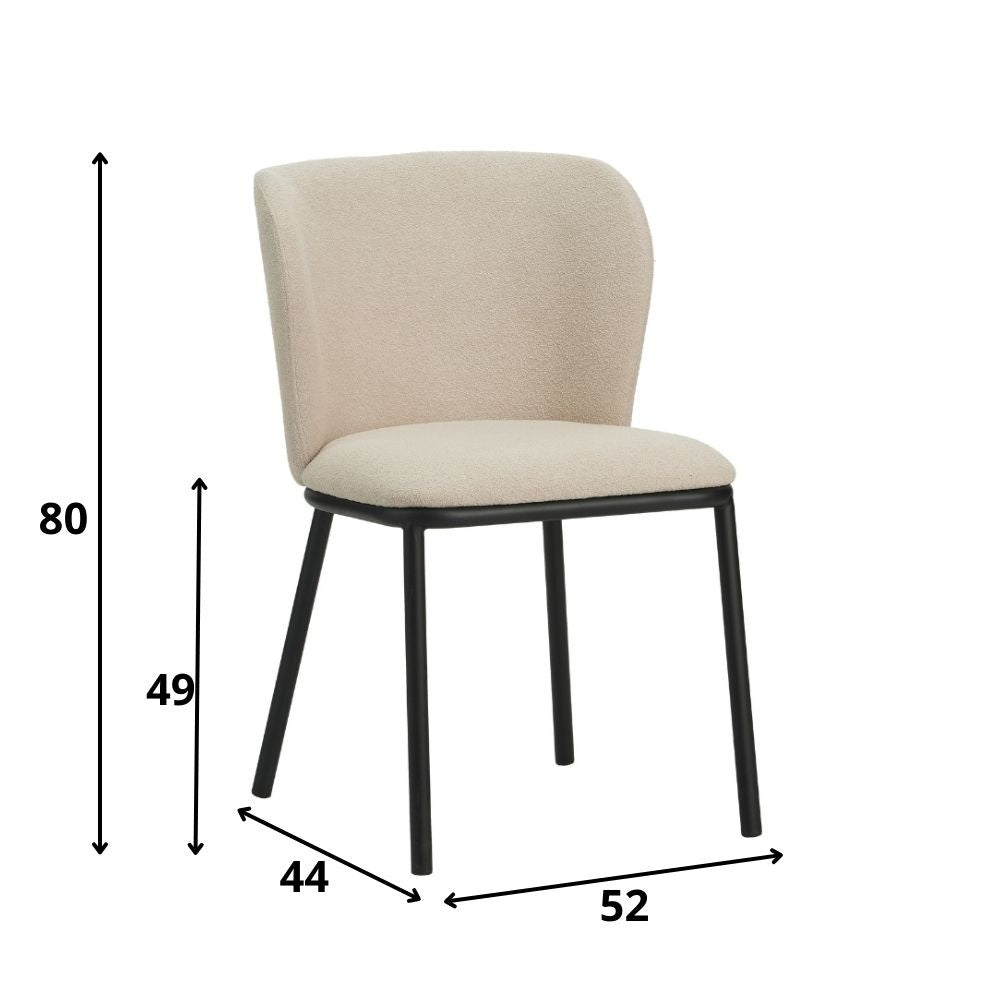 Spisestuestol Tess Dimehouse Beige LxBxH 65x62x56 Stof Hvid fotostørrelsesindikation