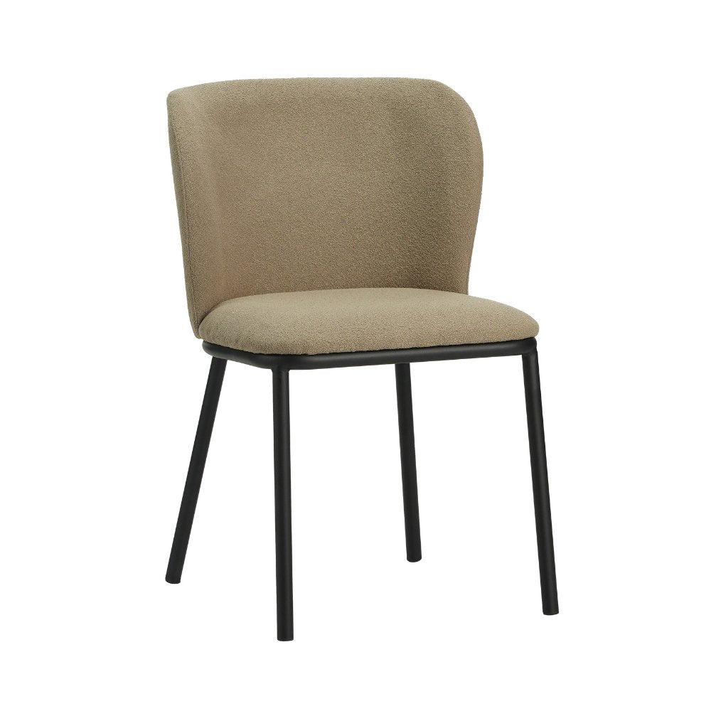 Spisestuestol Tess Dimehouse Taupe LxBxH 65x62x56 Stof Hvid foto diagonalt set forfra