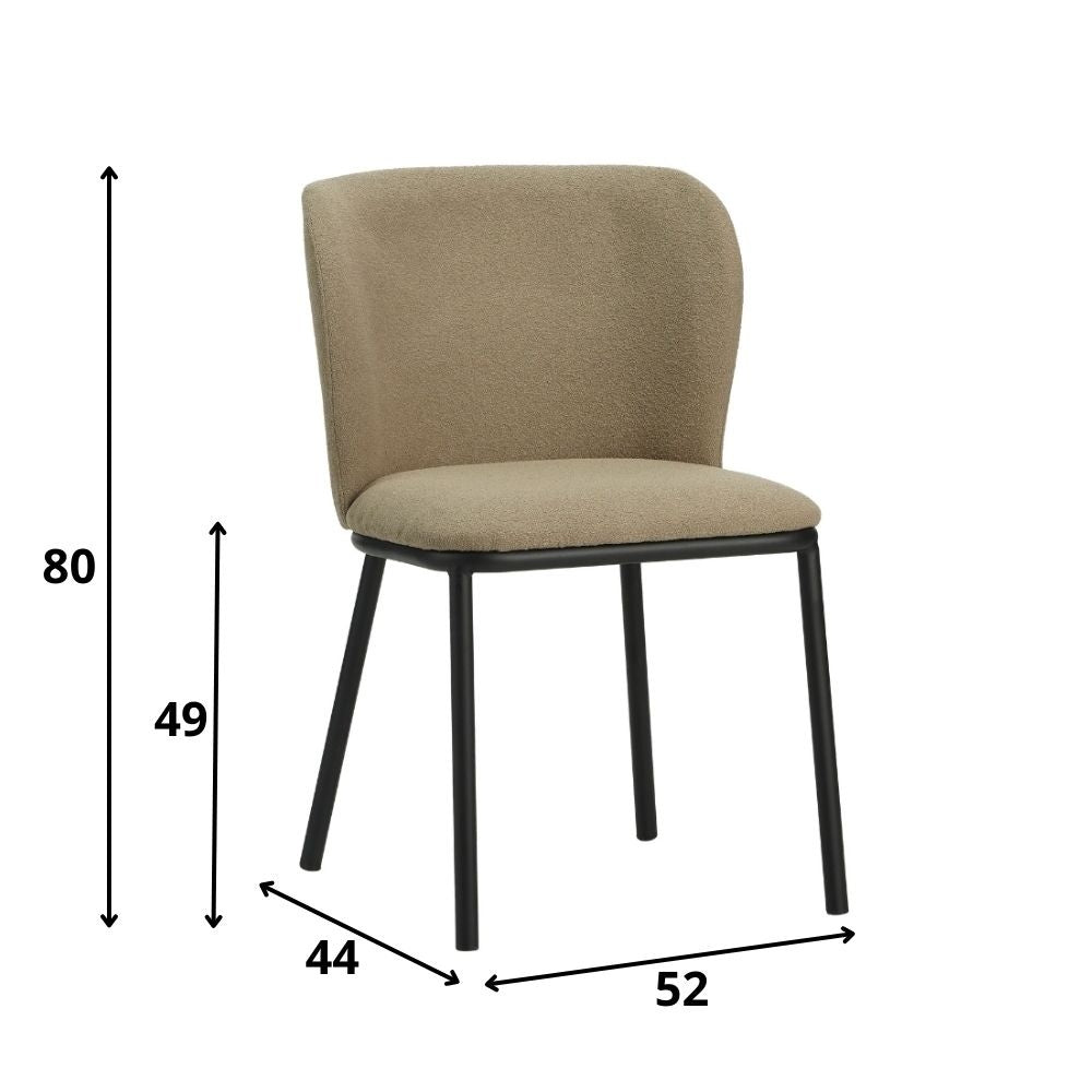 Spisestuestol Tess Dimehouse Taupe LxBxH 65x62x56 Stof Hvid fotostørrelsesindikation